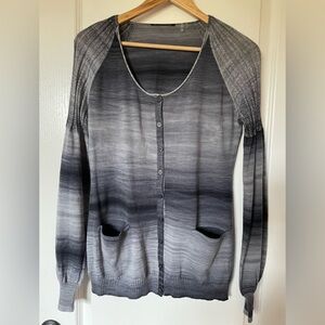Womens ELIE TAHARI Sweater Cardigan Extrafine Merino Wool Gray Size small